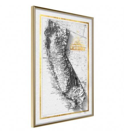 Plakat z zemljevidom Kalifornije - Arredalacasa
