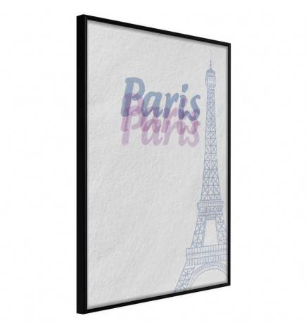 Plakatas su Eifelio bokštu ir spalvotu užrašu Paris – Arredalacasa