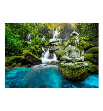 Fotomurale adesivo con buddha nella cascata Arredalacasa