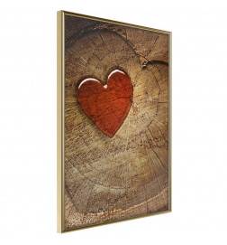 Poster in cornice col cuore rosso sul legno - Arredalacasa