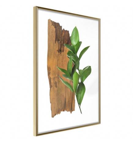 Poster in cornice - con il legno e una foglia verde