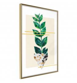 Plakāts ar zaļām lapām un baltiem ziediem - Arredalacasa