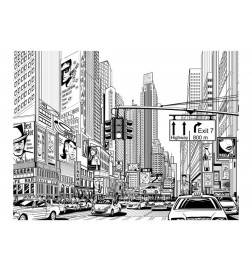 Fotomurale con le automobili a new york in bianco e nero