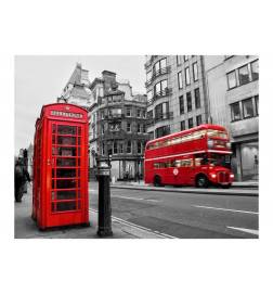 Fotomural - Londres: un autobús rojo y una cabina telefónica