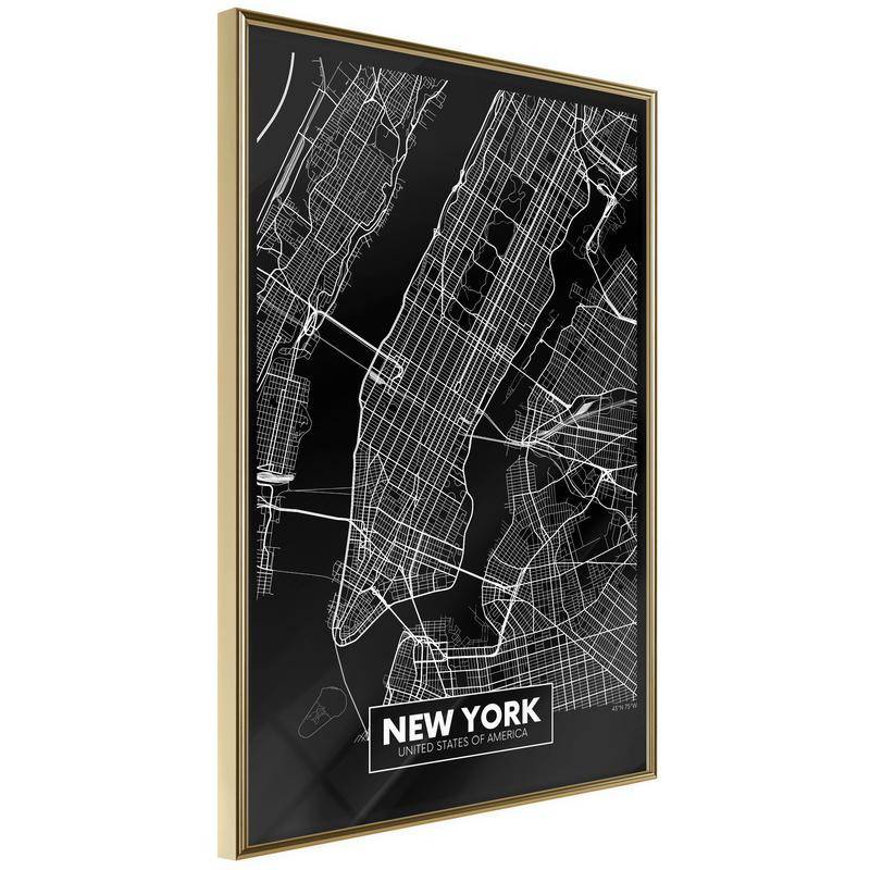 38,00 €Poster in cornice - Mappa di New York di notte - Arredalacasa