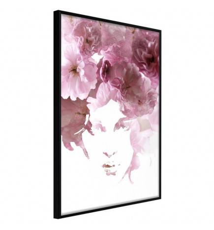 Poster in cornice con la ragazza e i fiori viola