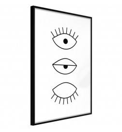 Plakatas su trimis akimis – nuo užmerktos iki atviros – Arredalacasa