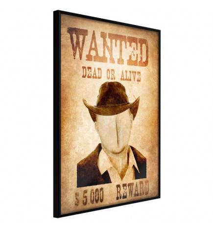 Poster in cornice con un bandito ricercato dallo sceriffo