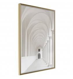 Plakāts ar baltu koridoru ar kolonnām - mēbeles