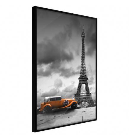 Poster met een auto en Eiffeltoren Arredalacasa