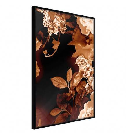 Poster in cornice - Foglie marroni e i fiori - Arredalacasa