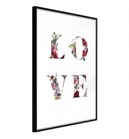 Poster in cornice con la scritta love in stile floreale