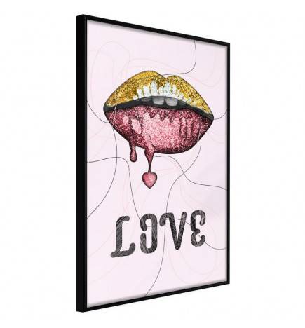 Poster in cornice con le labbra e la scritta love - Arredalacasa