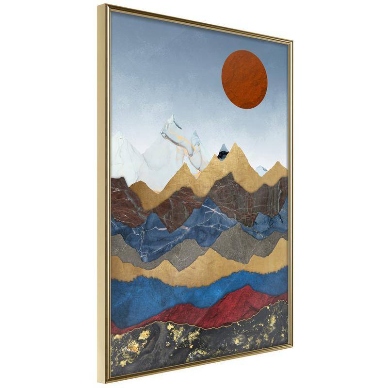 38,00 € Plakat z rdečim soncem in naivnimi gorami - Arredalacasa
