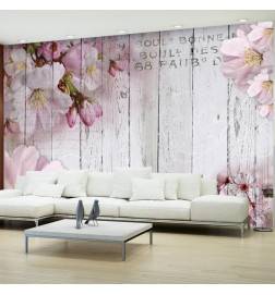 34,00 € Fotomurale con le tavole e i fiori rosa - Arredalacasa