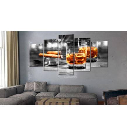 Canvas Print - Cigars and Whiskey (5 Parts) Wide