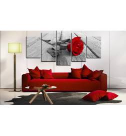 Quadro - Rose on Wood (5 Parts) Wide Red