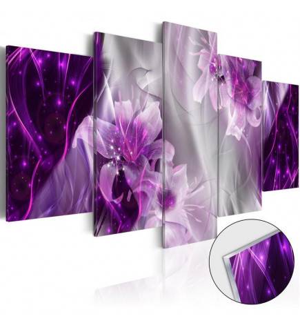Quadro viola con i fiori cm.100x50 o 200x100 su Vetro acrilico