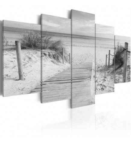 Canvas Print - Morning on the beach - black and white