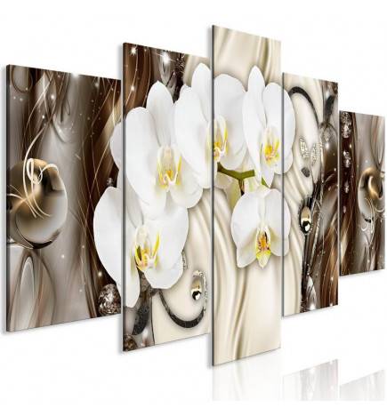 Canvas Print - Orchid Waterfall (5 Parts) Wide Brown