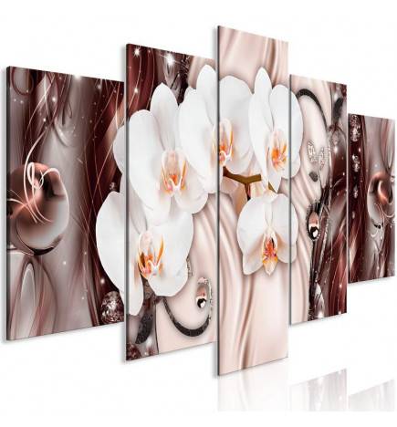 Canvas Print - Orchid Waterfall (5 Parts) Wide Pink