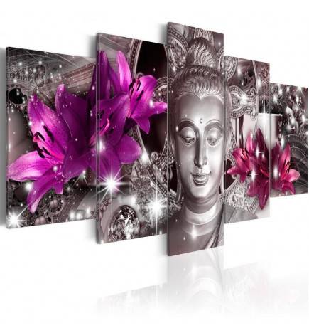 Tabloul Buddha între flori violet cm. 100x50 și cm. 200x100