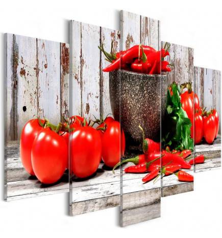 Canvas Print - Red Vegetables (5 Parts) Wood Wide