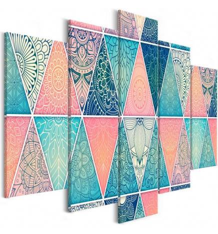 Canvas Print - Oriental Triangles (5 Parts) Wide