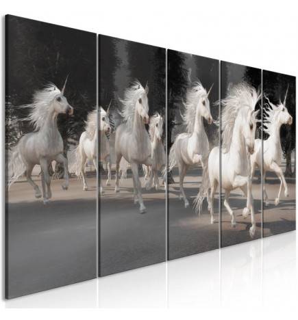 Canvas Print - Unicorns Run (5 Parts) Narrow