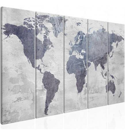 92,90 € Canvas Print - Concrete World Map (5 Parts) Narrow