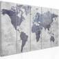 Canvas Print - Concrete World Map (5 Parts) Narrow