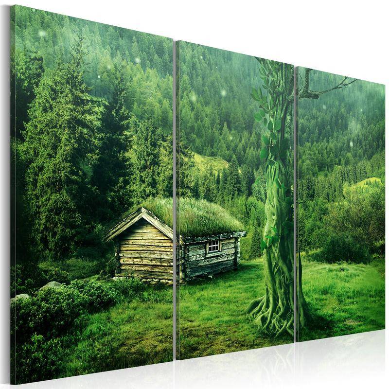 Hochwertiger Kunstdruck Leinwand Haus am See Landschaft Bilder Wandbilder 