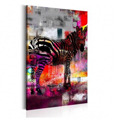 61,90 €Quadro con una zebra colorata su sfondo rosso ARREDALACASA