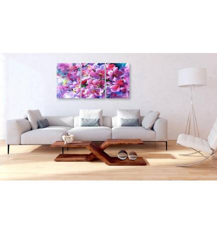 Quadro con un bouquet di fiori viola cm. 60x30 e cm. 120x60