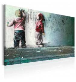 61,90 €Quadro con due piccoli artisti street art - rosso - Arredalacasa