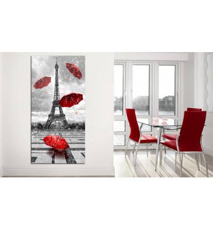 Canvas Print - Paris: Red Umbrellas