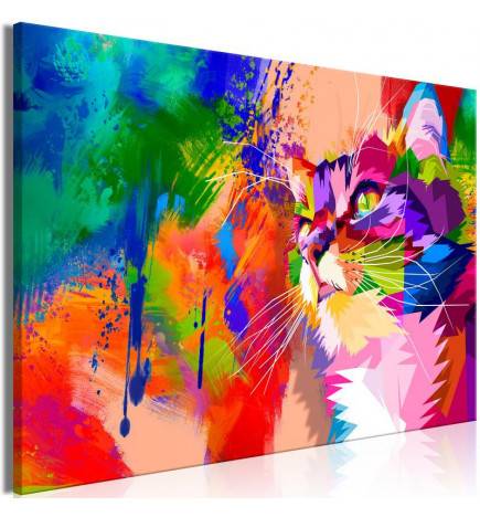 70,90 € Canvas Print - Colourful Cat (1 Part) Wide