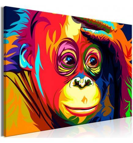 70,90 € Canvas Print - Colourful Orangutan (1 Part) Wide