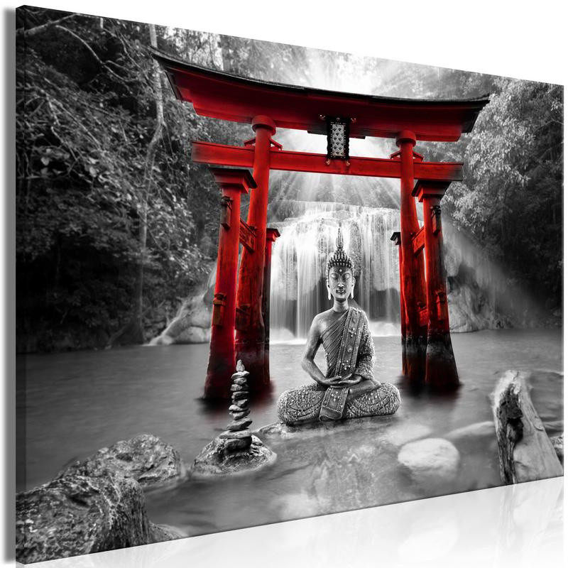 Canvas Print - Buddha Smile (1 Part) Wide Red Size 90x60