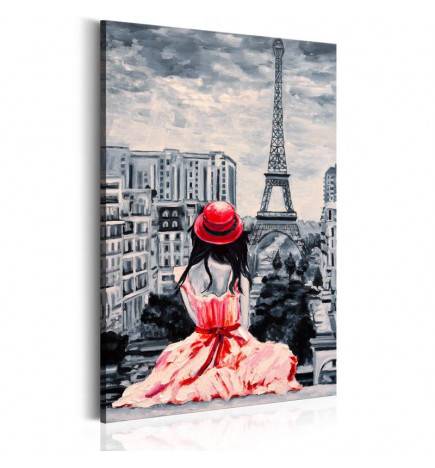 61,90 €Quadro ragazza a Parigi col cappello rosso - Arredalacasa