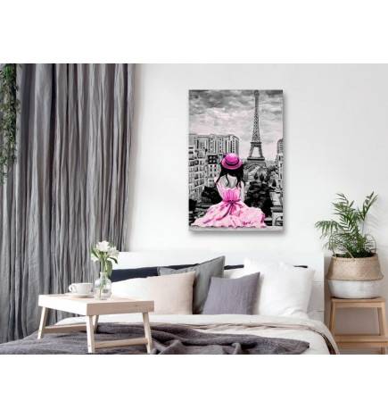 Quadro ragazza a Parigi col cappello rosa - Arredalacasa