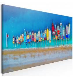 82,90 € Canvas Print - Colourful Boats (1 Part) Narrow
