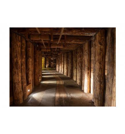 Fotomurale nel corridoio di legno - misure extra Arredalacasa