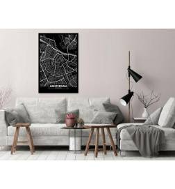 Quadro con la mappa di Amsterdam - nera - ARREDALACASA