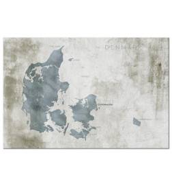 Quadro con la mappa della Danimarca - azzurra - ARREDALACASA