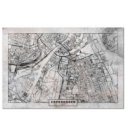 Quadro con la mappa di Copenhagen - grigia - ARREDALACASA