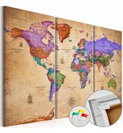 76,00 € Decorative Pinboard - Colourful Travels (3 Parts) [Cork Map]