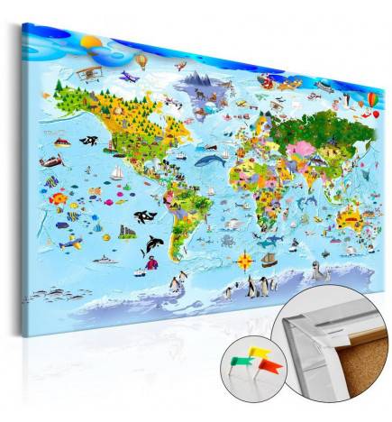68,00 € Decorative Pinboard - Children's Map: Colourful Travels [Cork Map]