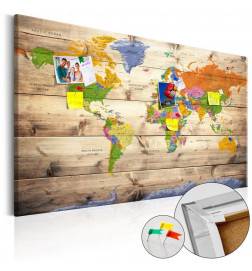 68,00 € Decorative Pinboard - Map on wood: Colourful Travels [Cork Map]