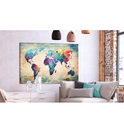 Decorative Pinboard - Colorful World Map [Cork Map]